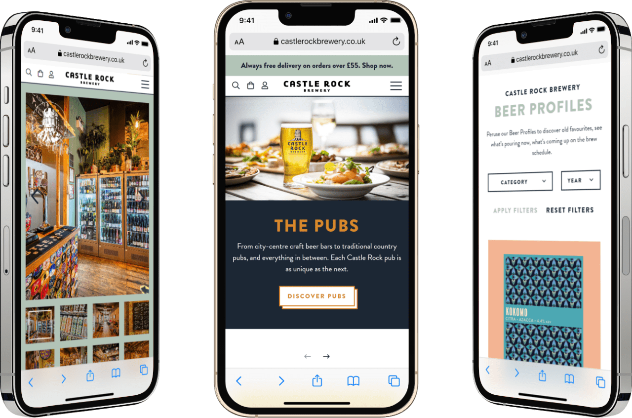 Castle Rock new website phone screenshots