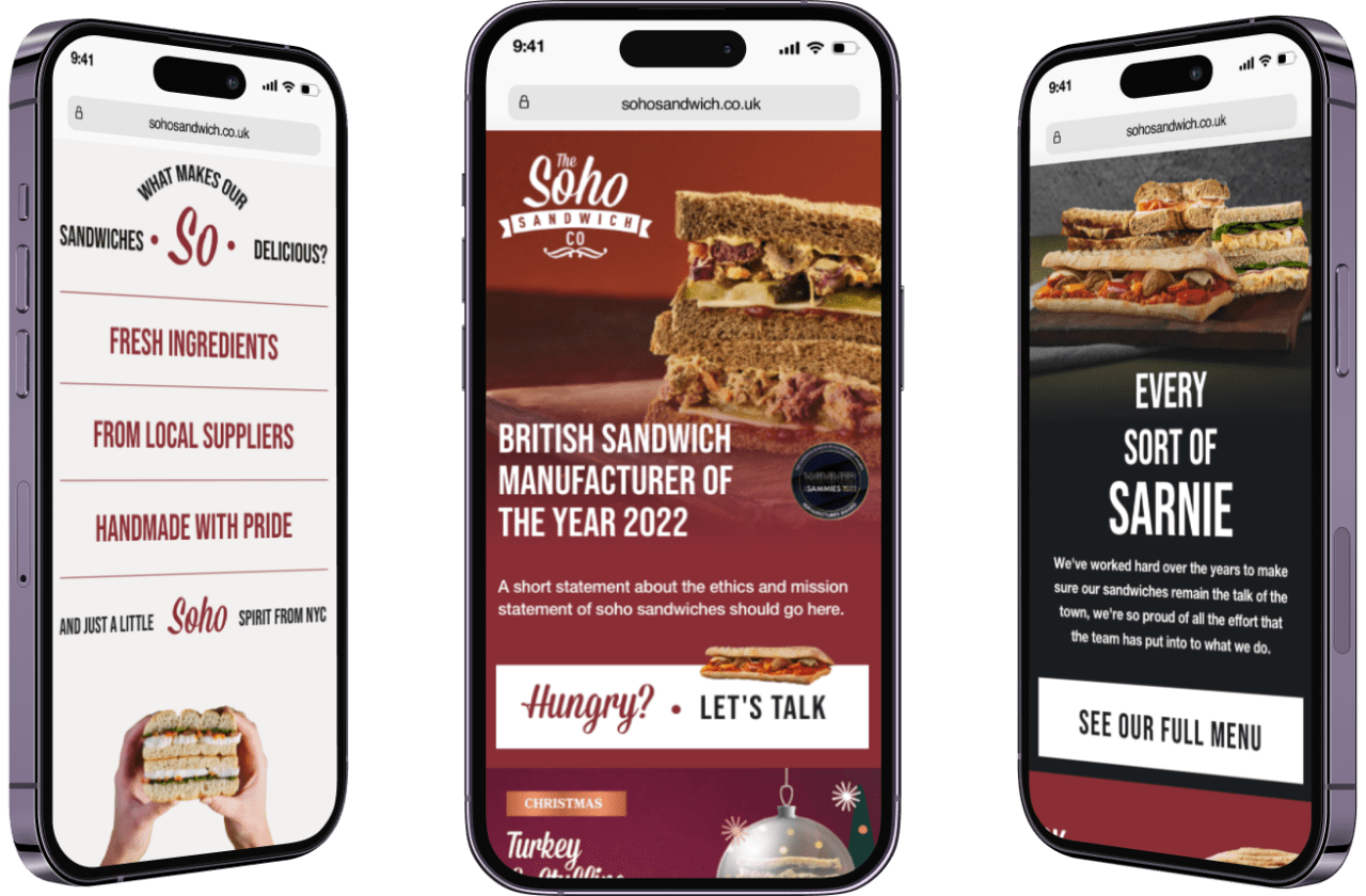 Image of soho sandwich new website design