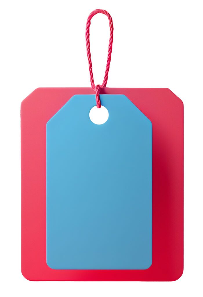a blue price tag