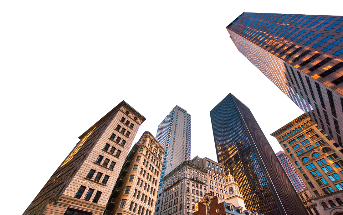 Cityscape taken from a worm's eye view