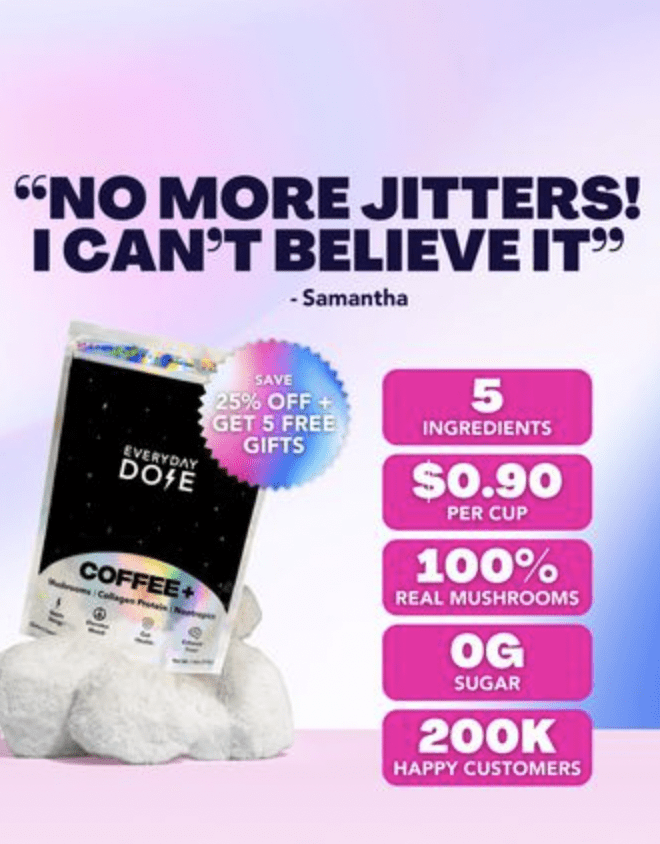 Everyday Dose's meta ad is a great example of the "problem-solution" framework.