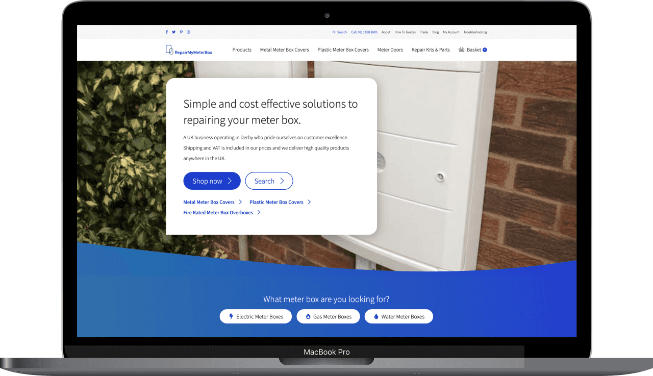 Repair My Meter Box website on a laptop