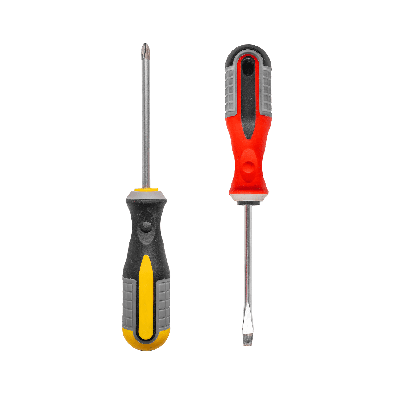 Two screwdrivers, a yellow one and a red one