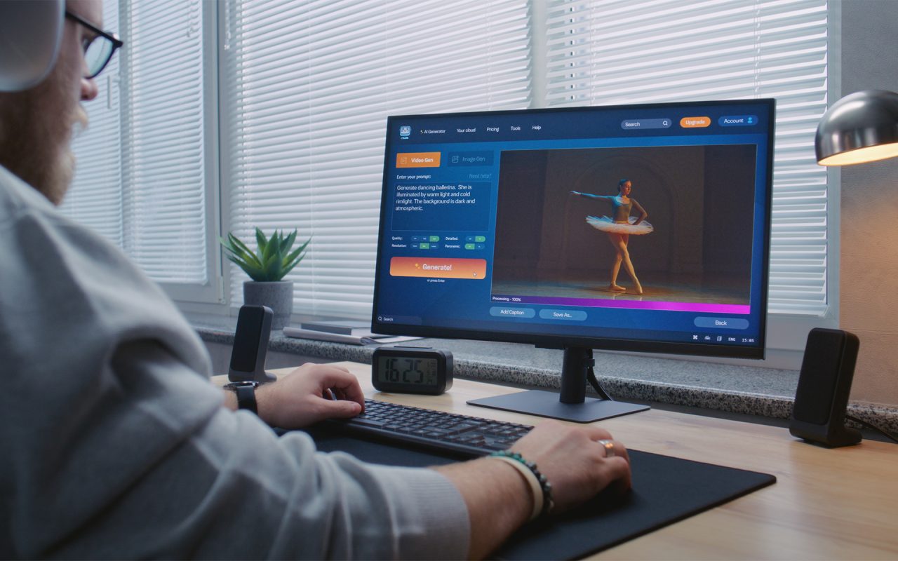 A man creating content on his computer