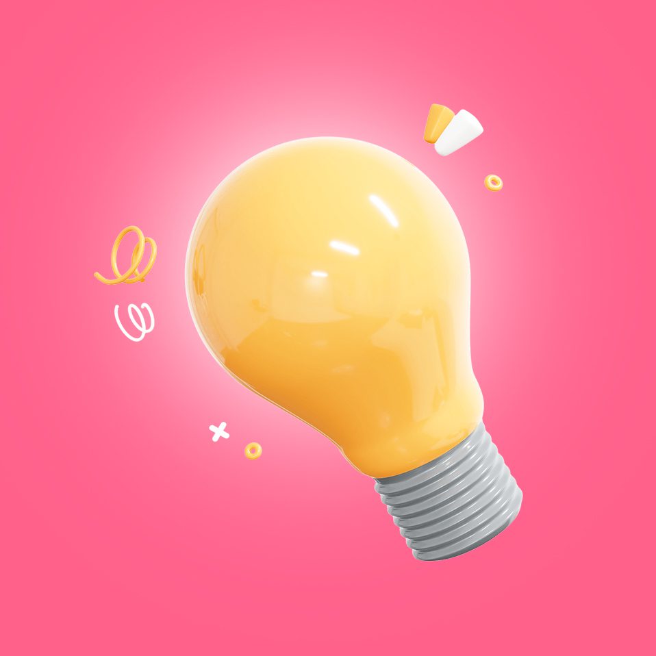 Lightbulb on a pink background