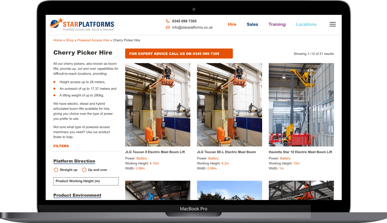 Star Platforms Website on a laptop
