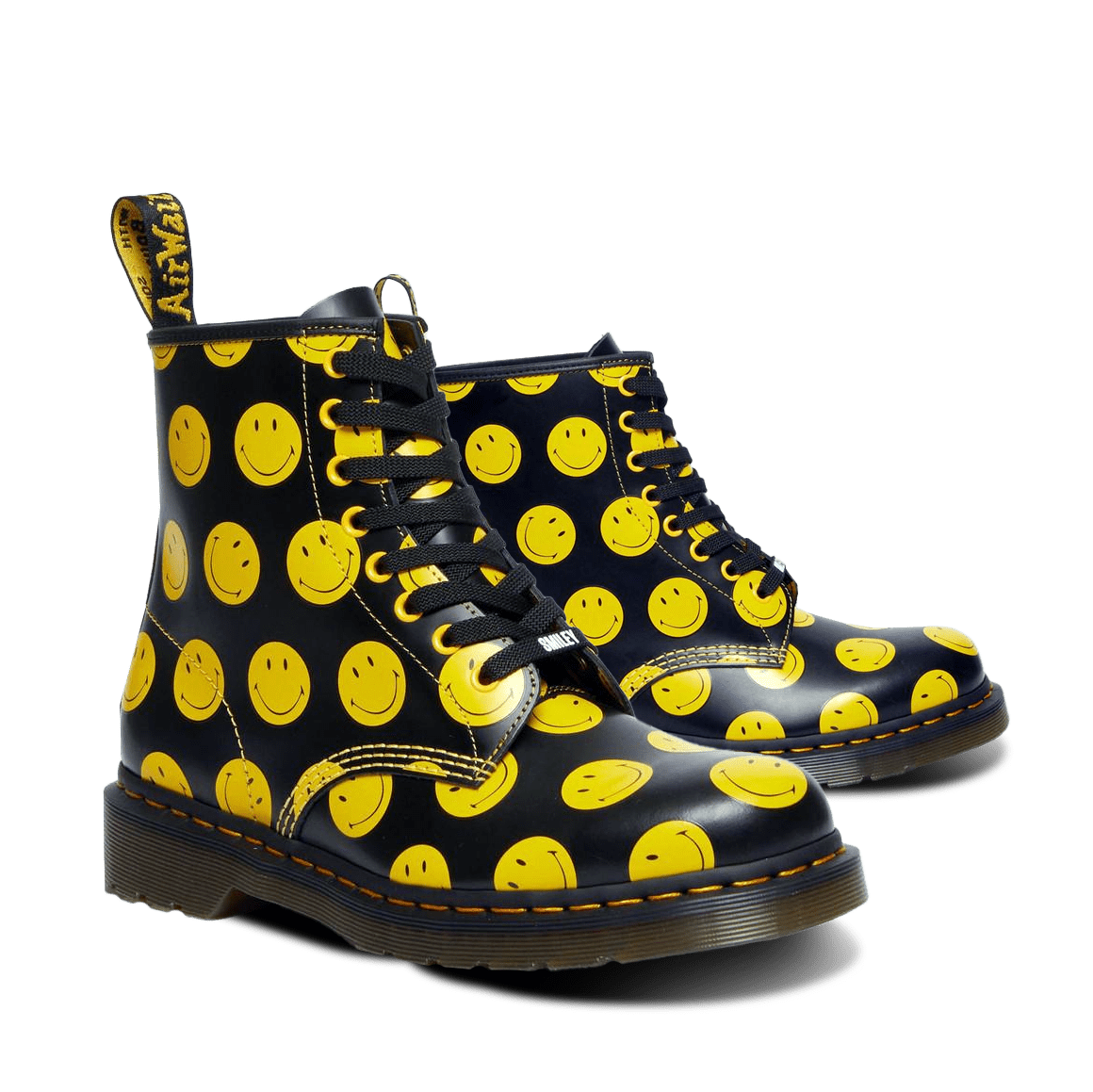 Smiley branded doc martins