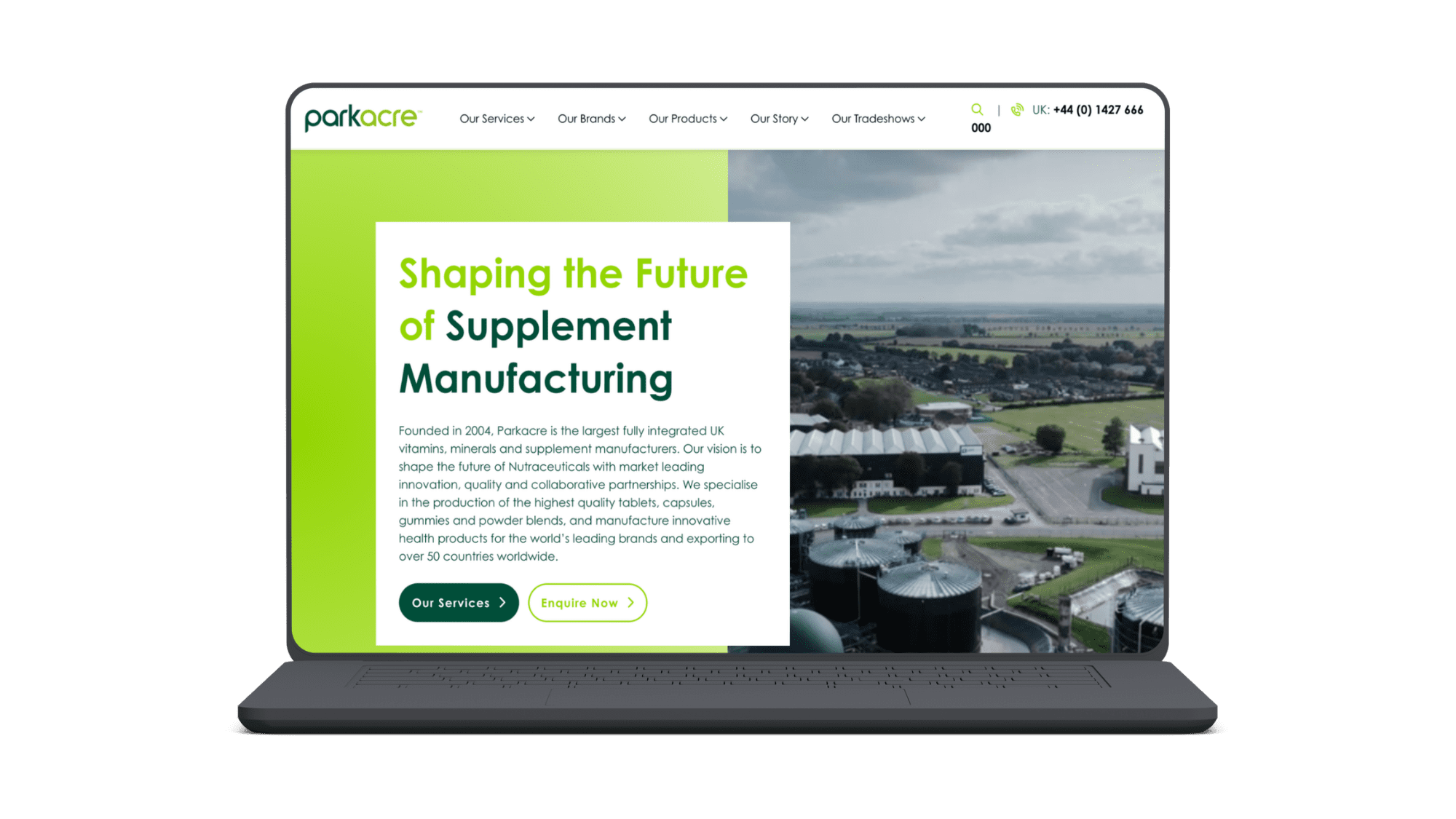 Laptop showing Parkacre webpage