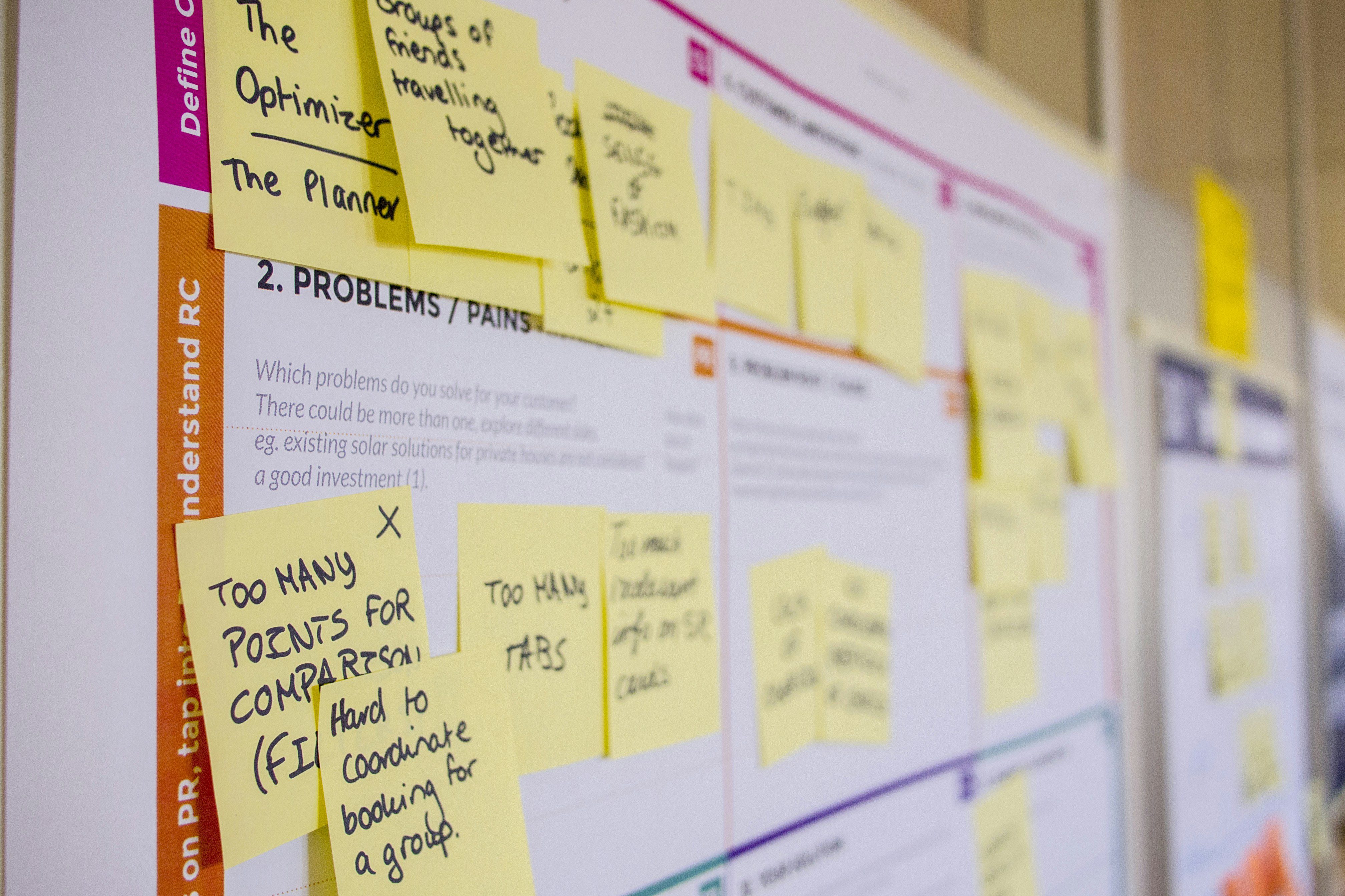 Feedback notes on a whiteboard